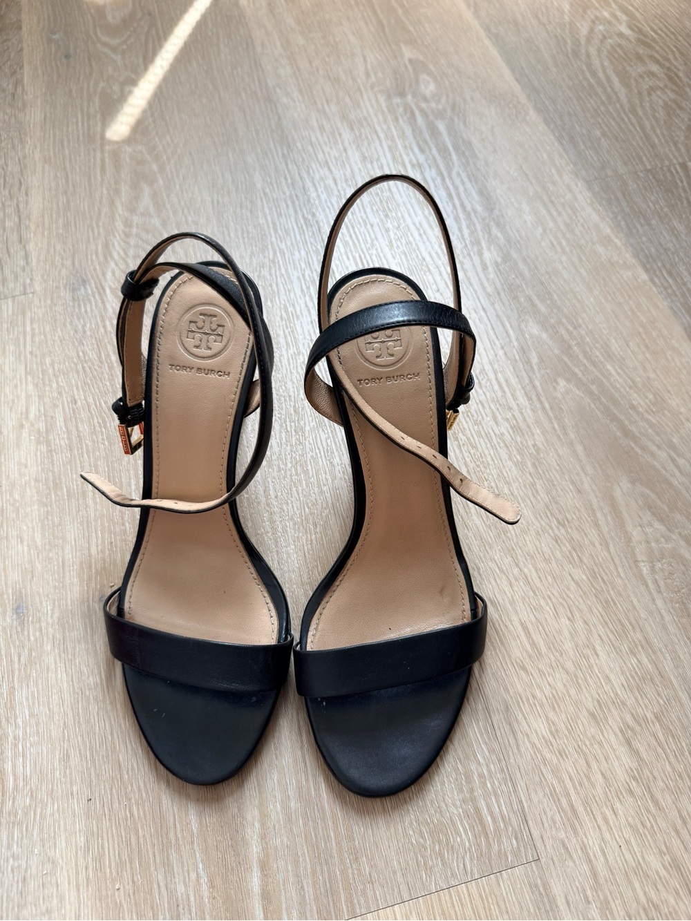 Tory Burch Black Leather Ankle-Strap Sandals